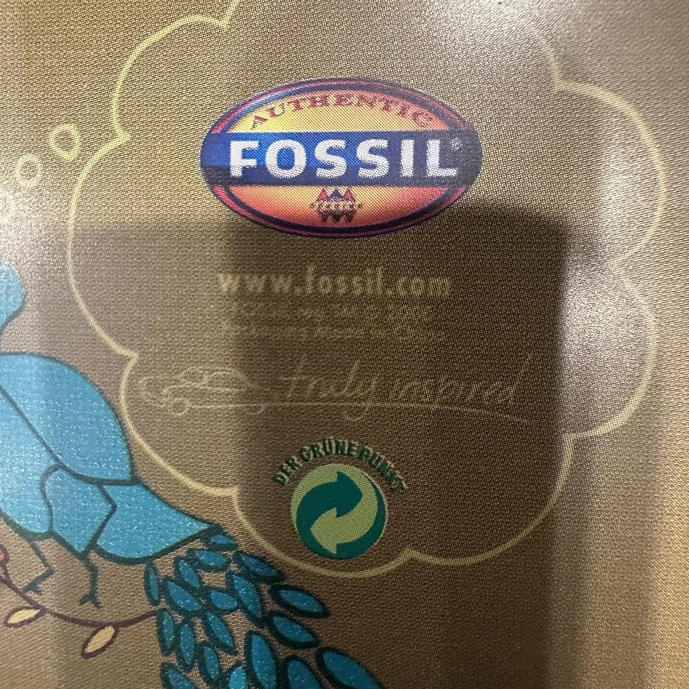 VTG Fossil F2 Watch Womens Gold Tone Crystal MOP Dial Quartz ES-1699‎ W Tin Box